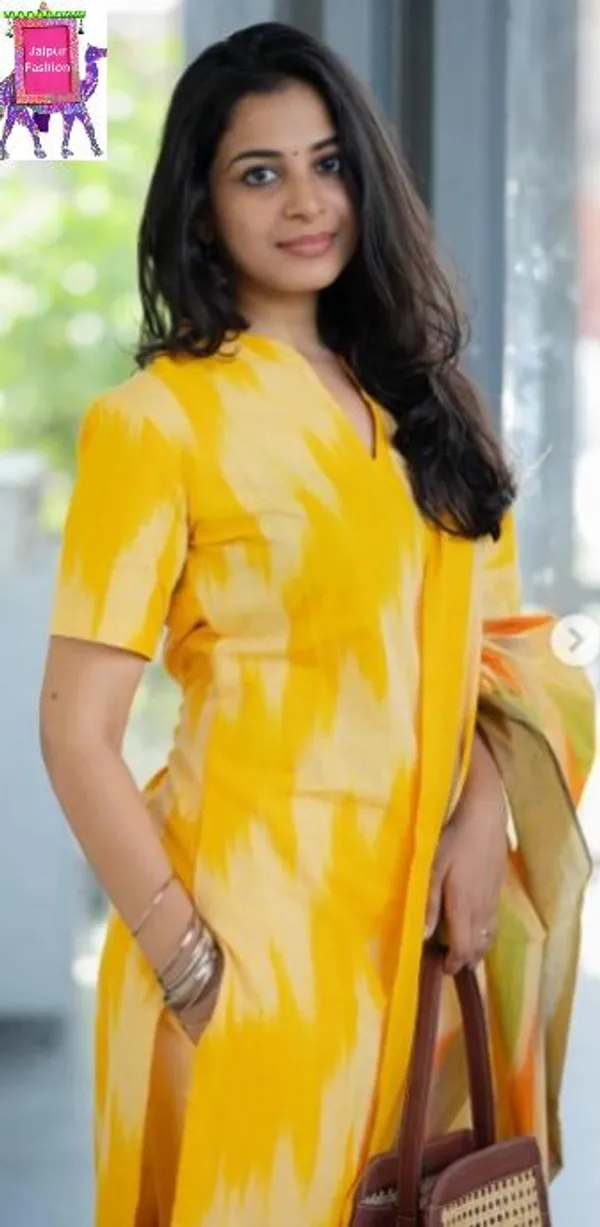 Yellow_South_Special_Cotton_Ethnic_Wear_Kurta_Set_For_Women
