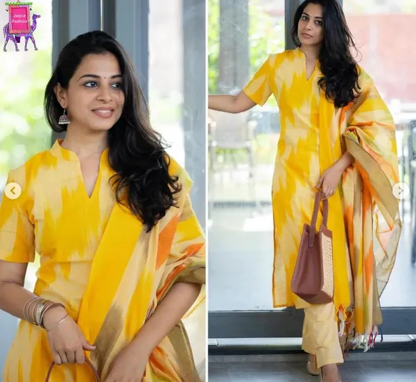 Yellow_South_Special_Cotton_Ethnic_Wear_Kurta_Set_For_Women