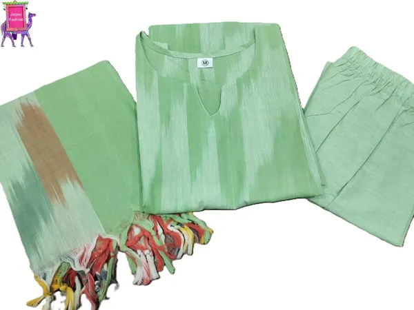 Pista_Green_South_Special_Cotton_Ethnic_Wear_Kurta_Set_For_Women