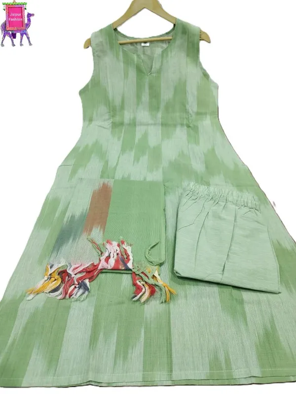 Pista_Green_South_Special_Cotton_Ethnic_Wear_Kurta_Set_For_Women