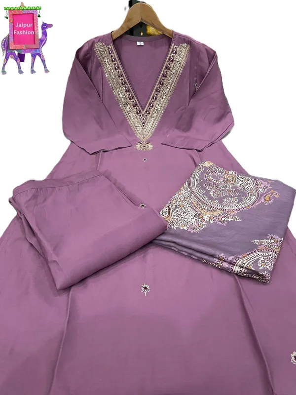 Lavender_Roman_Modal_Silk_Color_Embroidered_Kurta_Set_For_Women