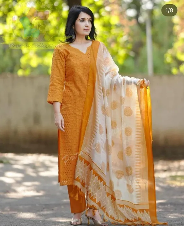 Yellow_Schiffli_Embroidered_Kurta_Set_With_Cotton_Lining_For_Women
