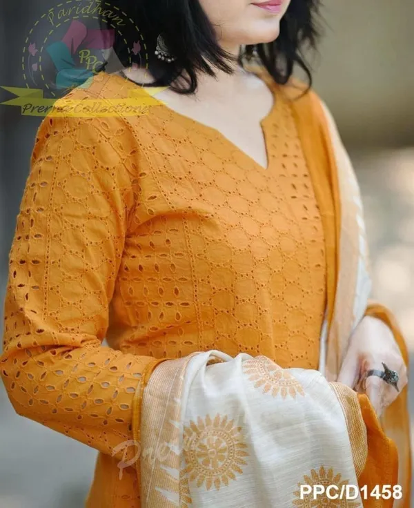 Yellow_Schiffli_Embroidered_Kurta_Set_With_Cotton_Lining_For_Women