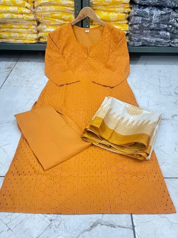 Yellow_Schiffli_Embroidered_Kurta_Set_With_Cotton_Lining_For_Women