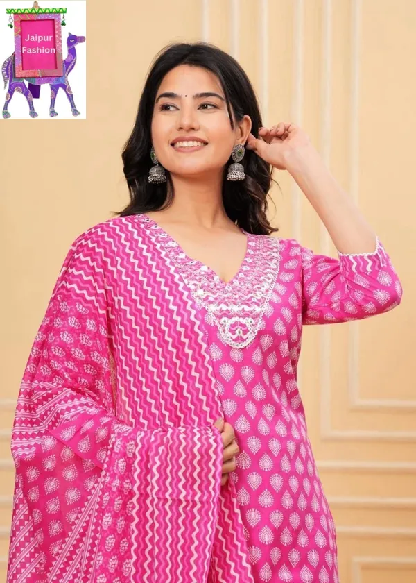 Pink_Cotton_Embroidered_Printed_Kurta_Set_For_Women