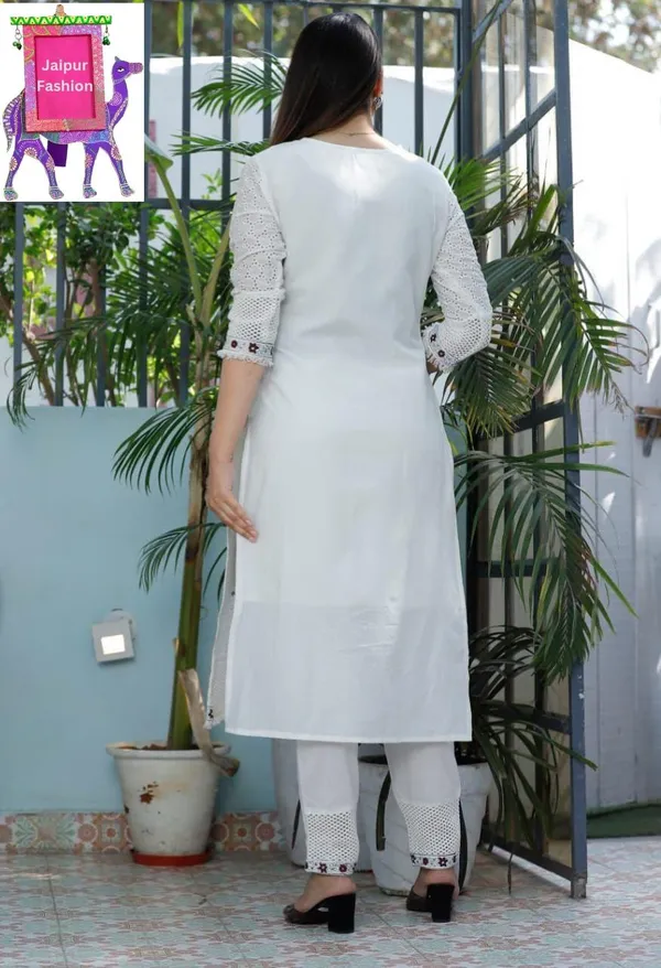 White_Schifli_Embroidered_Block_Printed_Kurta_Set_With_Cotton_Lining_For_Women