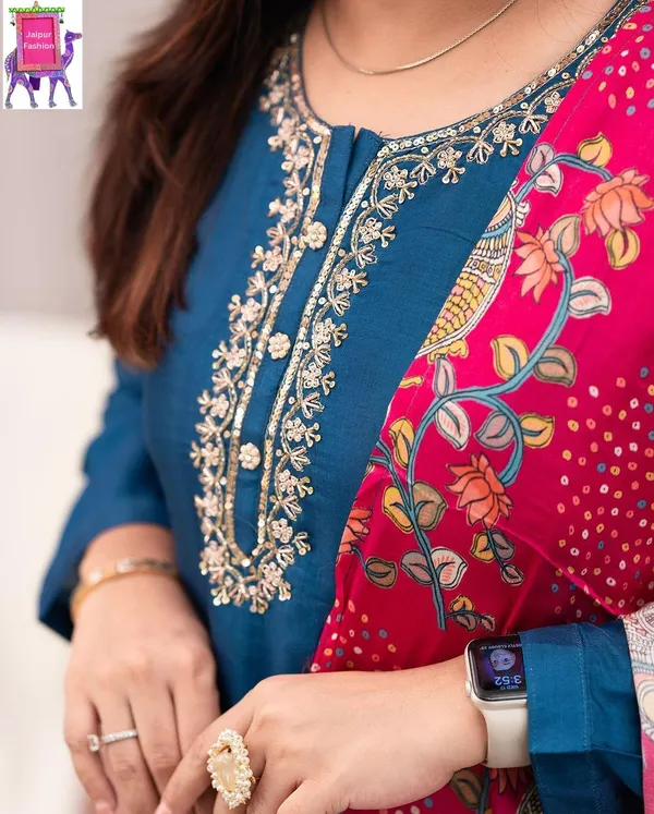 Roman_Silk_Embroidered_(Hand_Work)Blue_Kurta_Set_with_Lining_Silk_Digital_Print_Dupatta