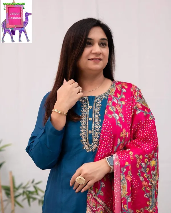 Roman_Silk_Embroidered_(Hand_Work)Blue_Kurta_Set_with_Lining_Silk_Digital_Print_Dupatta