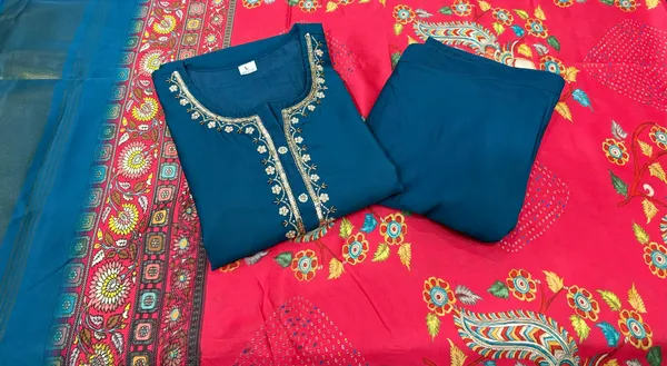 Roman_Silk_Embroidered_(Hand_Work)Blue_Kurta_Set_with_Lining_Silk_Digital_Print_Dupatta