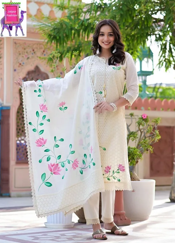 Schifli_Chicken_Work_Hand_Painted_Kurta_Set