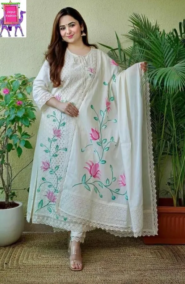 Schifli_Chicken_Work_Hand_Painted_Kurta_Set