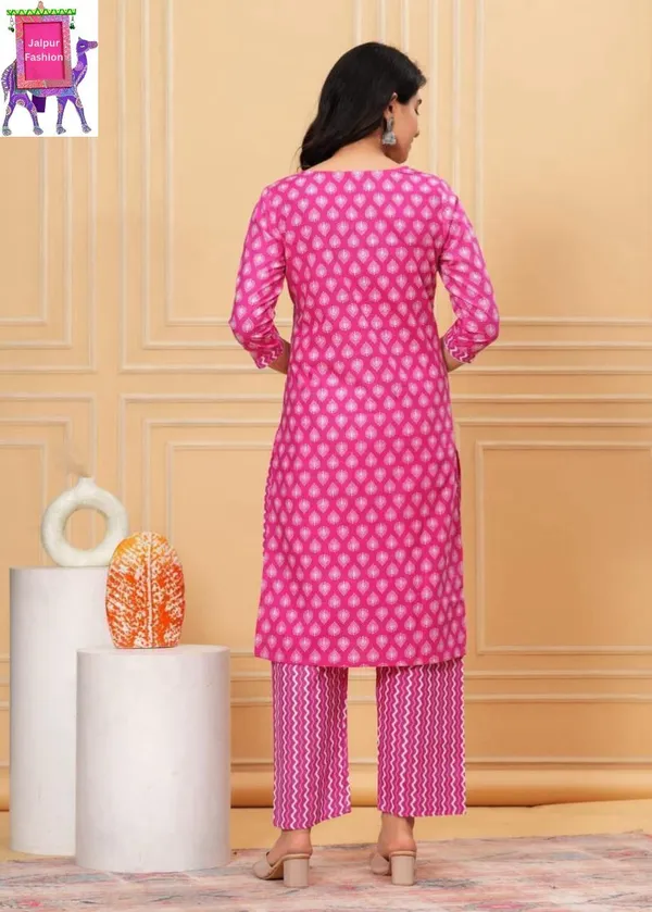 Cotton_Embroidered_Jaipuri_Pink_Printed_V_neck_Kurta_Set