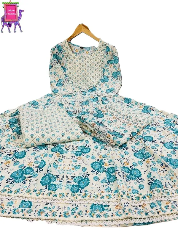 Floral_Teal_Green_Ensemble_Embroidered_Analrkali_Kurta_Set