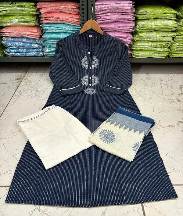 Rocksin_Handwoven_Cotton_Kantha_Indigo_Kurta_Set_with_Embroidery