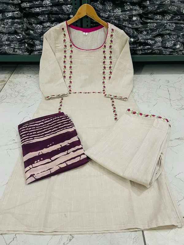 Women's_Purple_Pure_Cotton_Embroidery_Kurta_Pant_Set_With_Dupatta