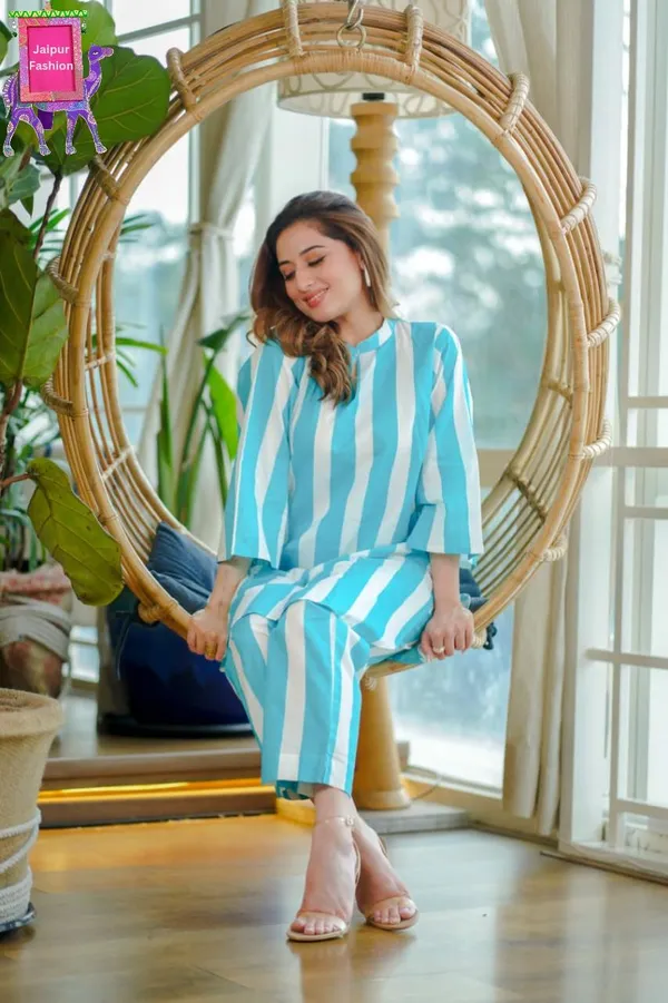Blue_Cotton_Printed_Beautiful_Striped_Co-Ord_Set_For_Women