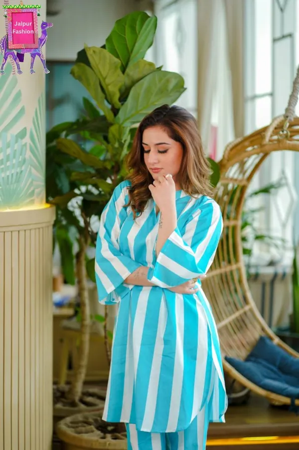 Blue_Cotton_Printed_Beautiful_Striped_Co-Ord_Set_For_Women