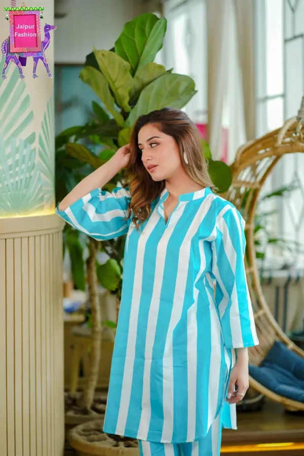 Blue_Cotton_Printed_Beautiful_Striped_Co-Ord_Set_For_Women