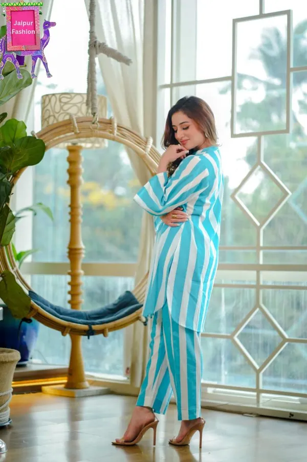 Blue_Cotton_Printed_Beautiful_Striped_Co-Ord_Set_For_Women