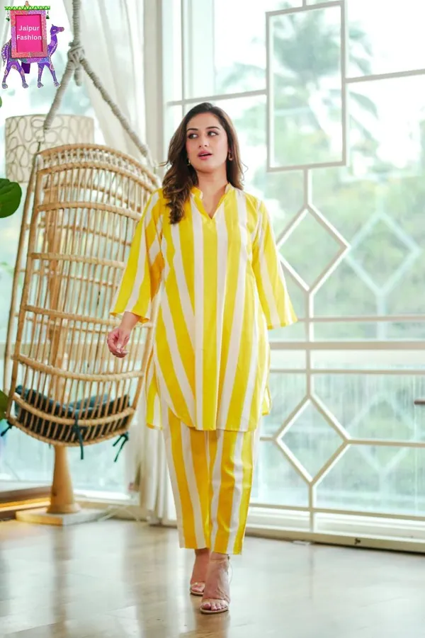 Yellow_Cotton_Printed_Beautiful_Striped_Co-Ord_Set_For_Women