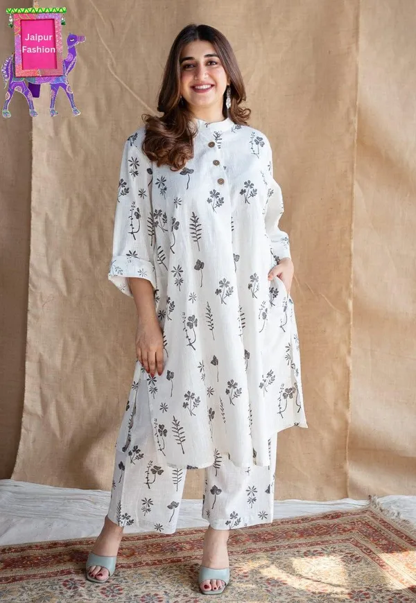 White_Cotton_Printed_Beautiful_Floral_Printed_Co-Ord_Set_For_Women