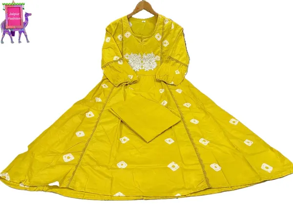 Yellow_Cotton_Embroidered_Work_Cotton_A_Line_Co-Ord_Set_For_Women
