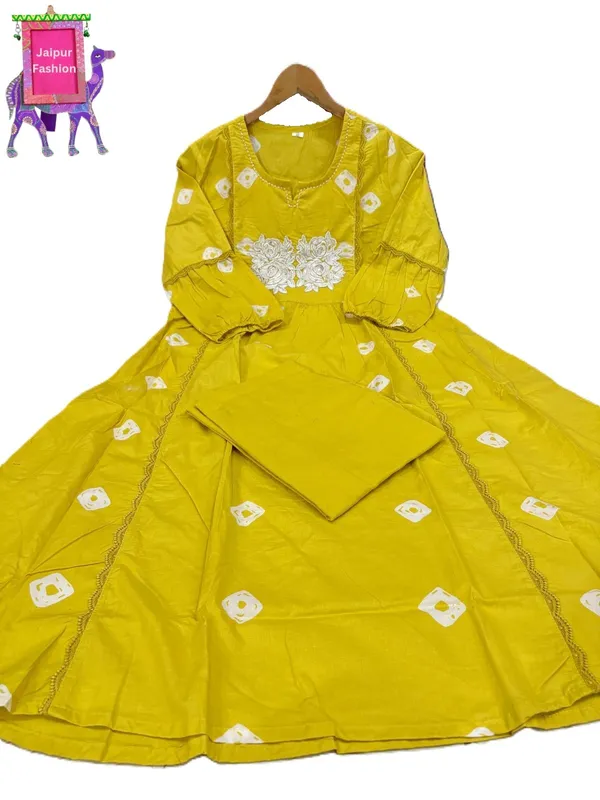 Yellow_Cotton_Embroidered_Work_Cotton_A_Line_Co-Ord_Set_For_Women