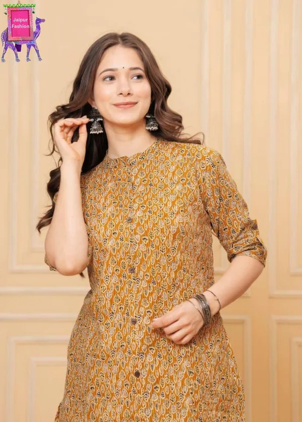Yellow_Cotton_Kantha_Work_Handblock_Printed_Co-Ord_Set_For_Women
