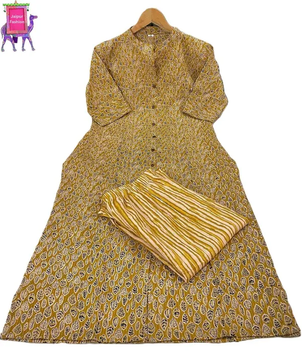 Yellow_Cotton_Kantha_Work_Handblock_Printed_Co-Ord_Set_For_Women