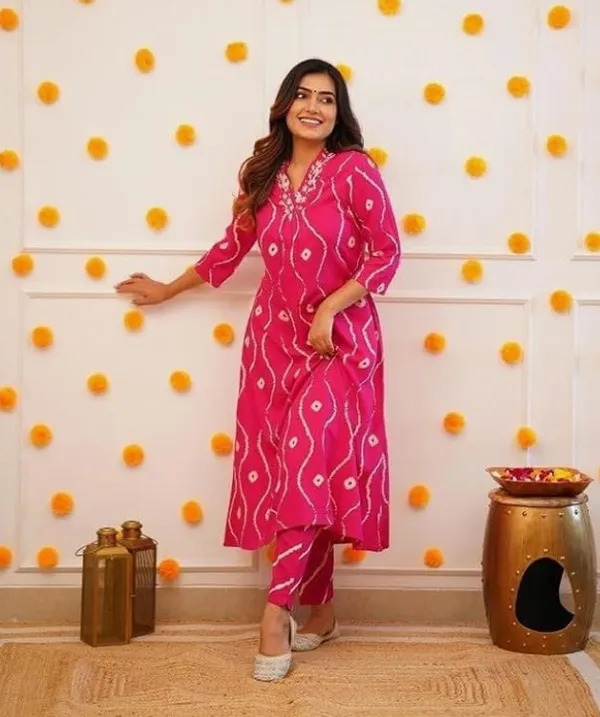 Pink_Abstract_Printed_V-Neck_Rayon_Embroidered_Sequenced_Co-Ord_Set_For_Women