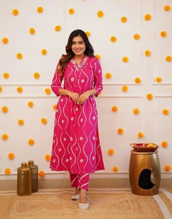Pink_Abstract_Printed_V-Neck_Rayon_Embroidered_Sequenced_Co-Ord_Set_For_Women