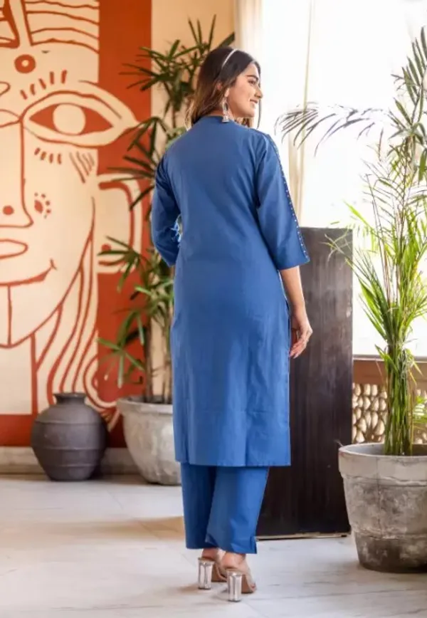 Blue_Cotton_V-Neck_Embroidered_Co-Ord_Set_For_Women