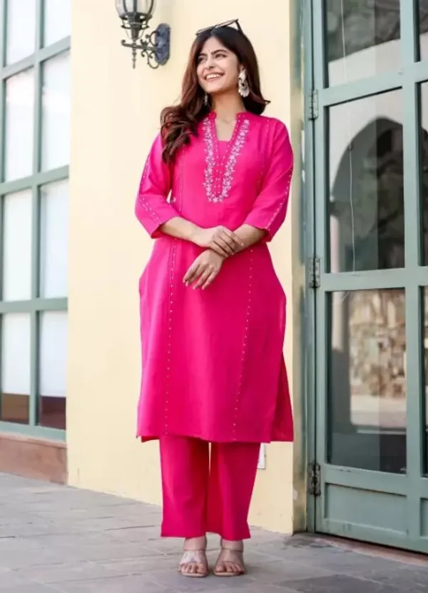 Pink_Cotton_V-Neck_Embroidered_Co-Ord_Set_For_Women