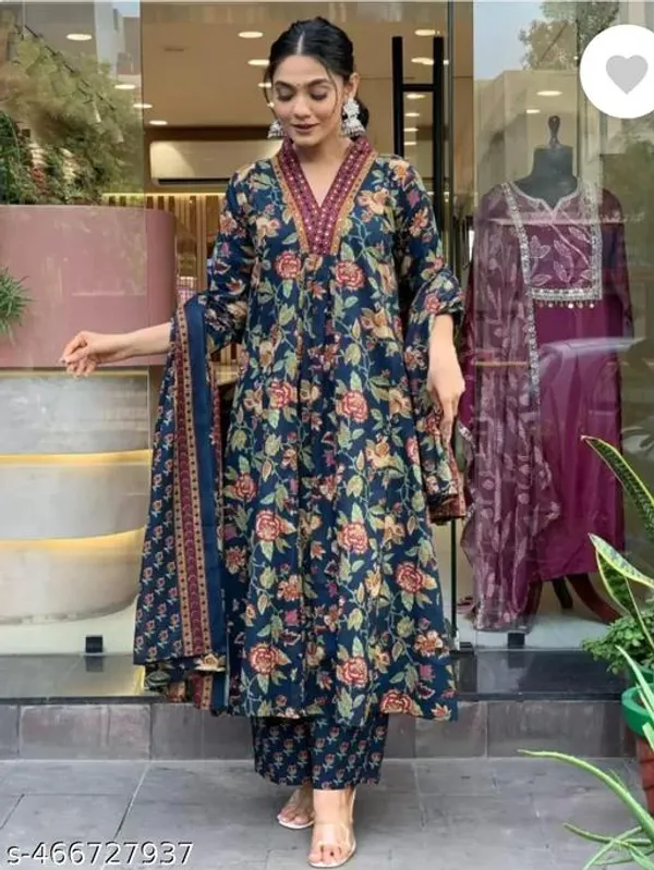 Jaipuri_BLUE__Floral_Block_Printed_Kurta_Palazzo_&_Dupatta_(4_Colors)