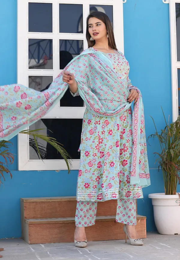 Jaipuri_Floral_Blue___Anarkali_3_piece_set