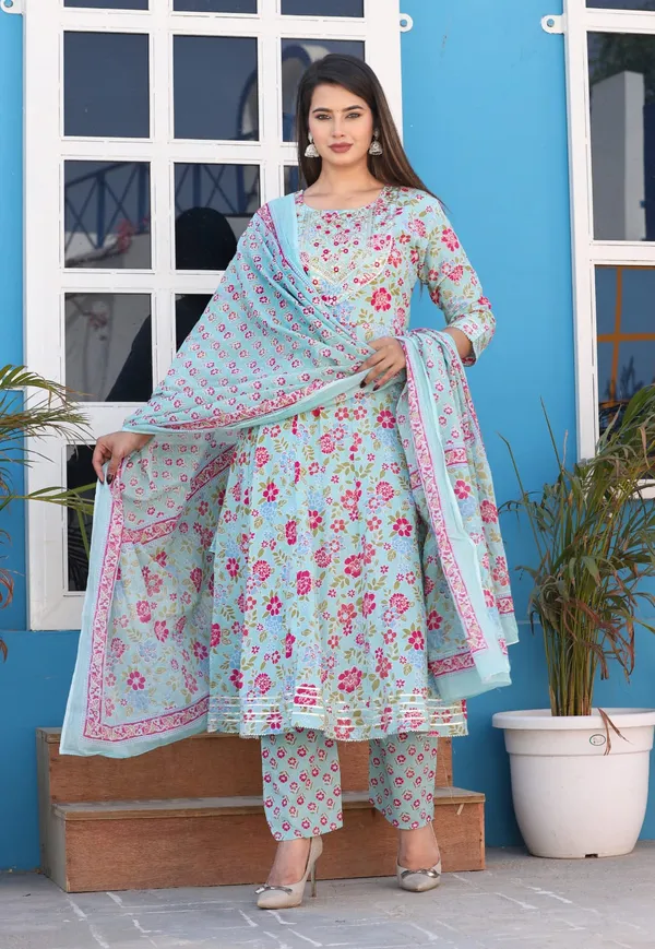 Jaipuri_Floral_Blue___Anarkali_3_piece_set