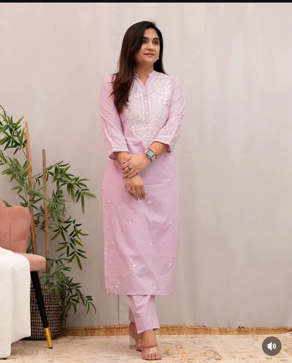 Lavender_Embroidered_Straight_Kurti_Pant_Set_Cotton_Salwar_Kameez_for_Women