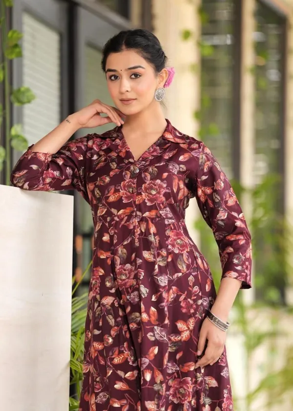 Women's_&_Girl's_Maroon_Printed_Maslin_Long_Co-ord_Set