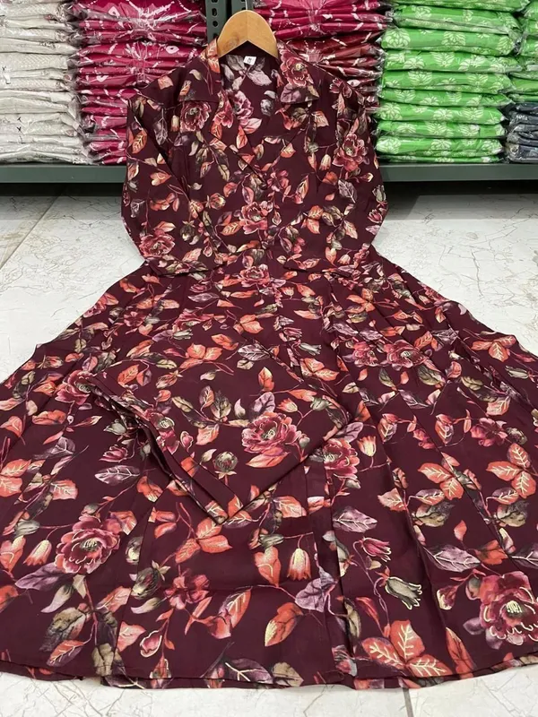 Women's_&_Girl's_Maroon_Printed_Maslin_Long_Co-ord_Set