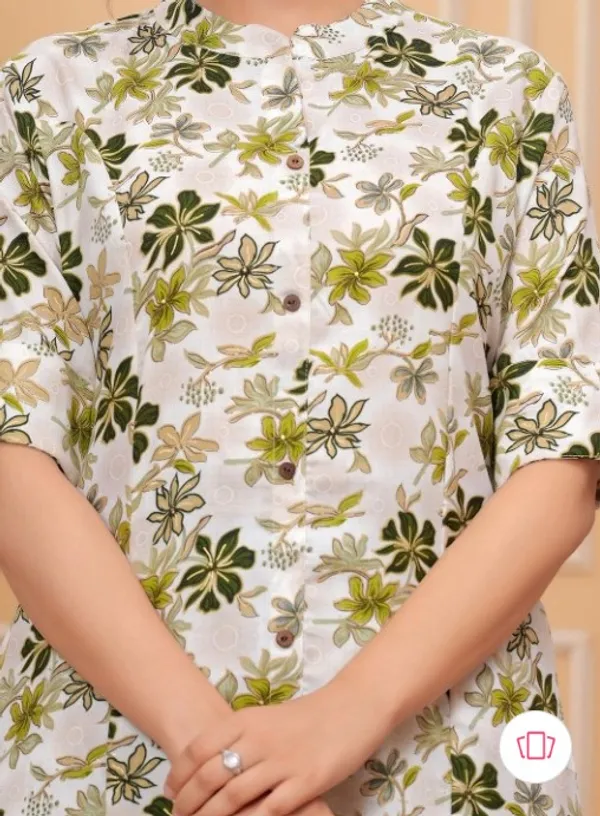 Mehndi_Green_Floral_Printed_Band_Collar_Straight_Kurta_With_Palazzos