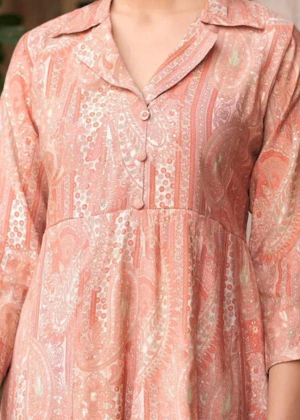 Maslin_Foil_Print_Two-Piece_Long_Peach_Cord_Set