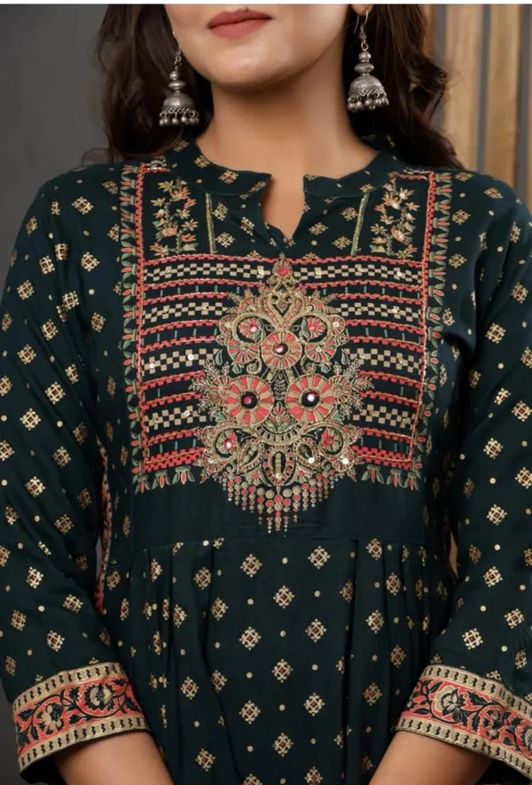 Peacock_color_Jaipuri_Kurta_set