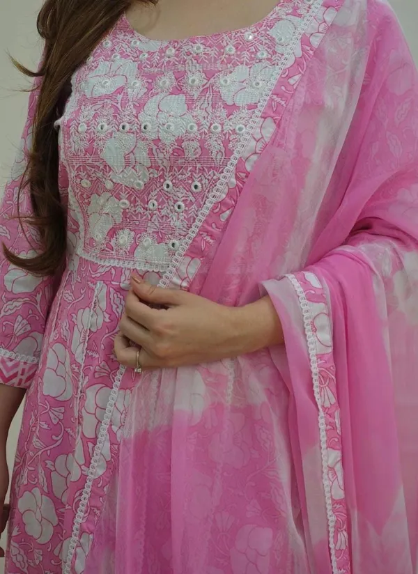 Pink_Floral_Printed_Anarkali_Kurta_with_Straight_Pant_&_Dupatta_Set