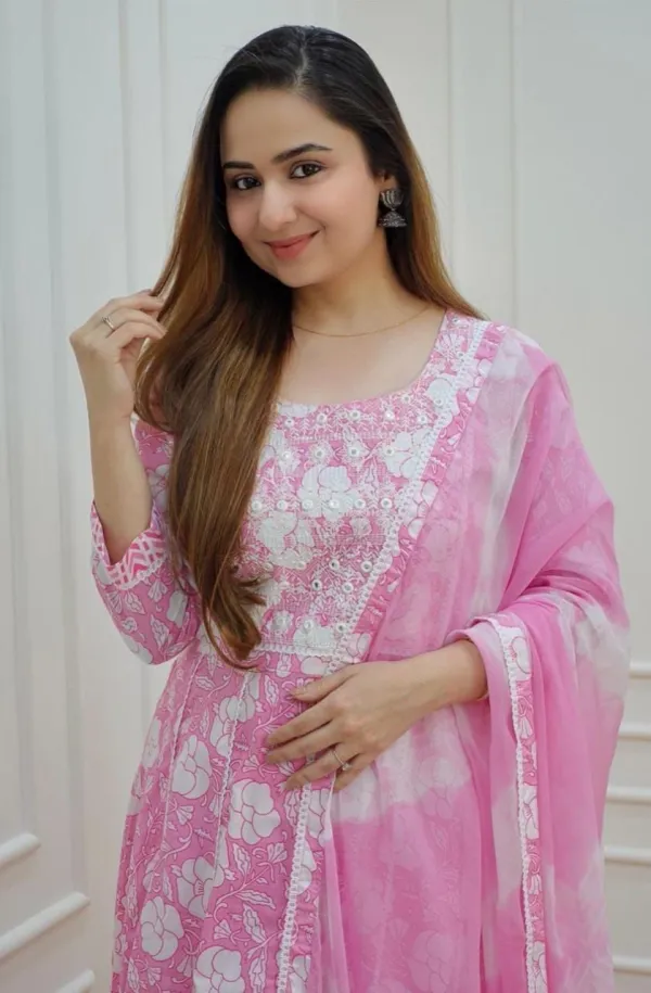 Pink_Floral_Printed_Anarkali_Kurta_with_Straight_Pant_&_Dupatta_Set