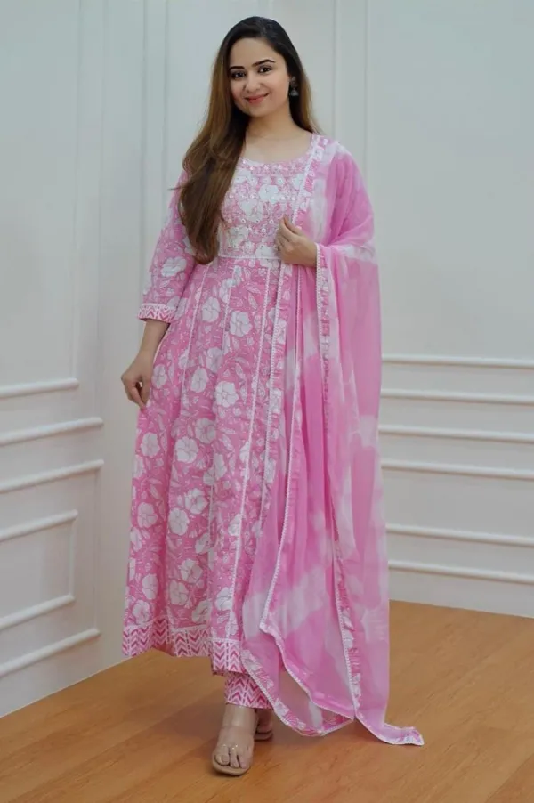 Pink_Floral_Printed_Anarkali_Kurta_with_Straight_Pant_&_Dupatta_Set