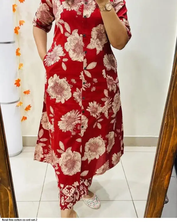 Red__Floral_fine_Cotton_Cord_Set