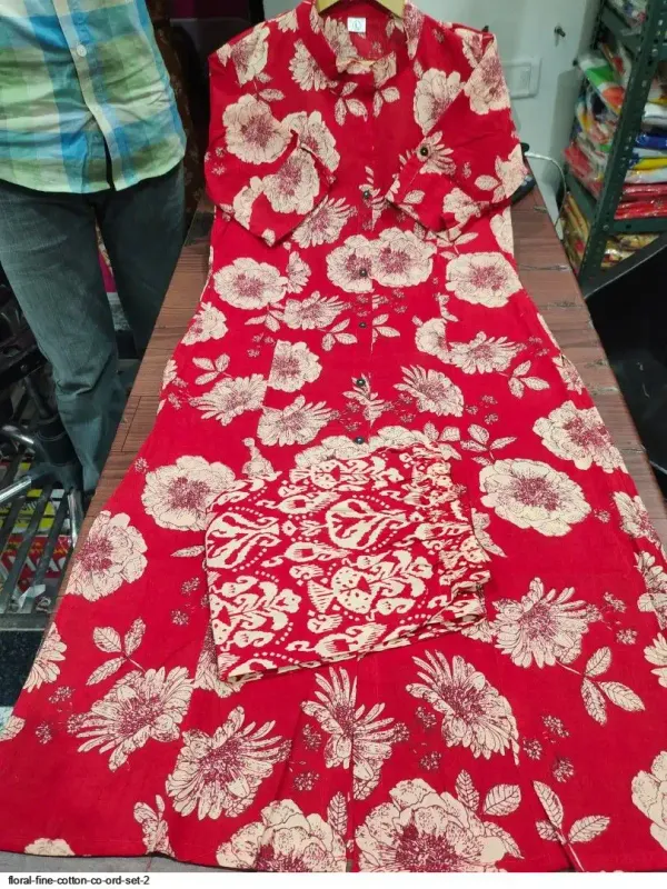 Red__Floral_fine_Cotton_Cord_Set