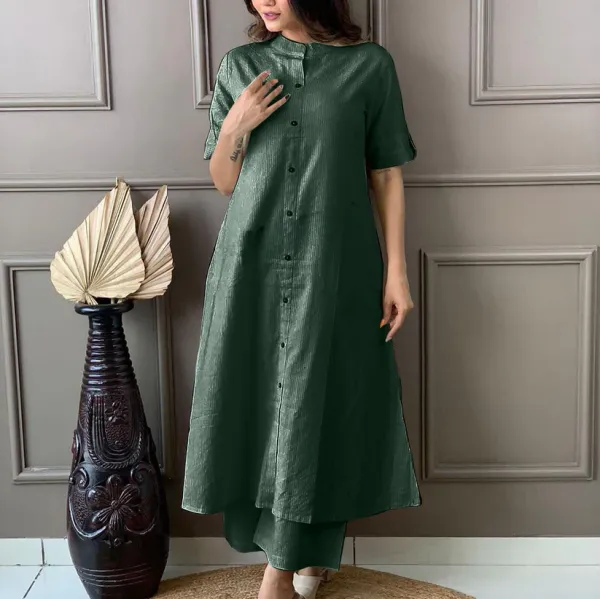 Women_Self_Design__Bottle_Green_Cotton_A-line_Katha_kurta_and_palazo_Set