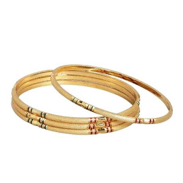 Gold_Set_Of_4_Handcrafted_Matte_Gold-Plated_Bangles,_Size_2.6_-_A_Perfect_Fusion_Of_Traditional_Elegance_And_Contemporary_Style_For_Women_And_Girls