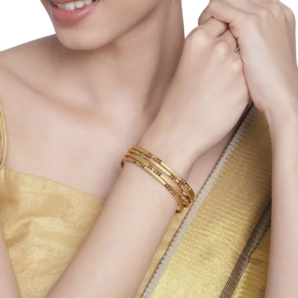 Gold_Set_Of_4_Handcrafted_Matte_Gold-Plated_Bangles,_Size_2.6_-_A_Perfect_Fusion_Of_Traditional_Elegance_And_Contemporary_Style_For_Women_And_Girls